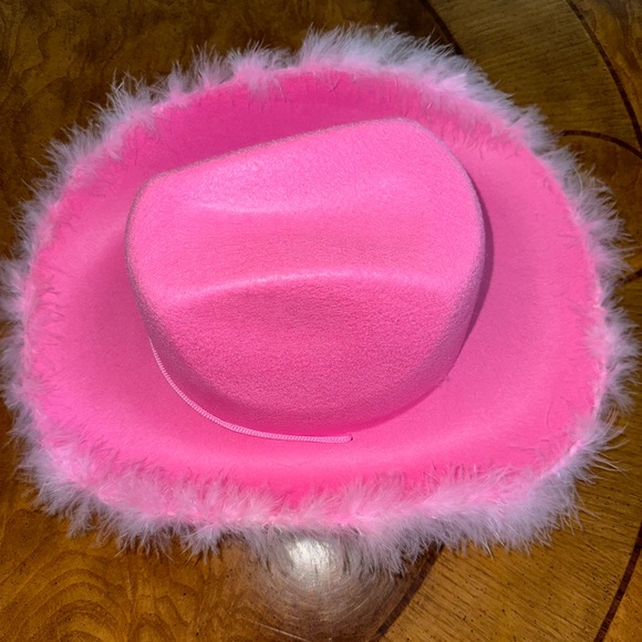 Hot Pink Cowgirl Cowboy Hat with Fur Rim - Picture 2 of 9